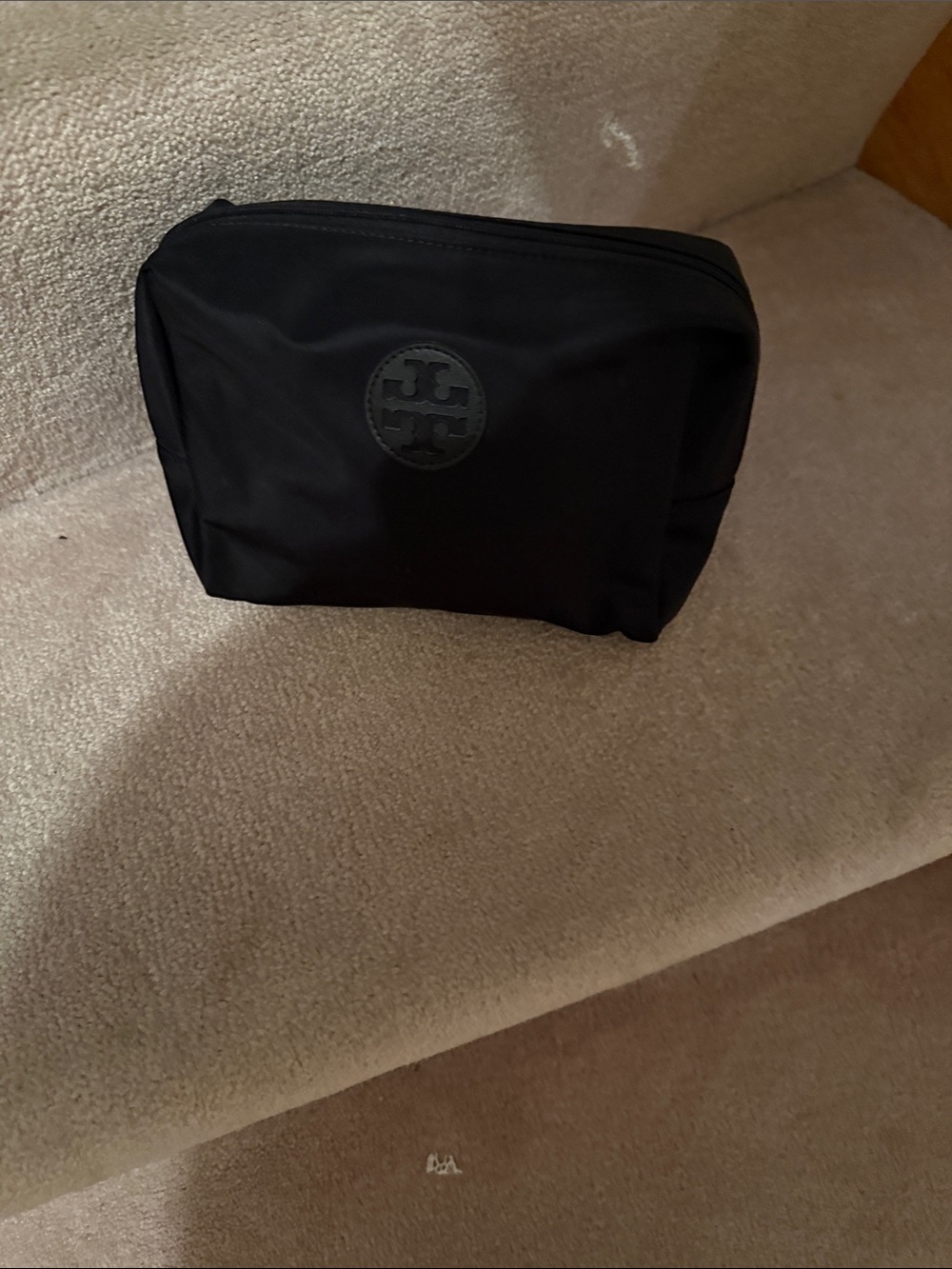 Tory Burch Black Nylon Cosmetic Pouch with Logo